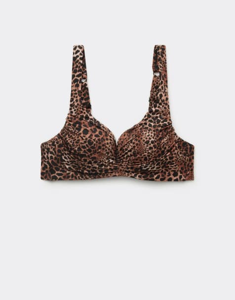 Tezenis Savage sun bikini top in brown leopard print
