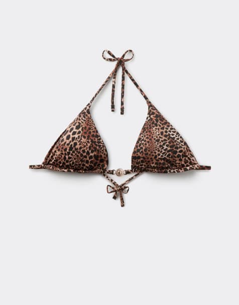 Tezenis Savage sun bikini top in brown leopard print