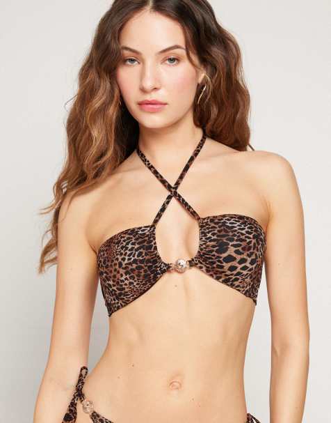Tezenis savage sun bikini top in brown leopard print