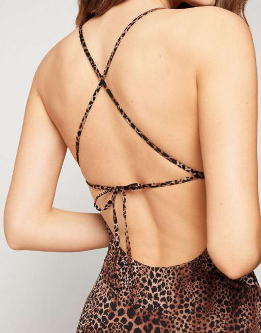 Tezenis Savage sun one-piece swimsuit in brown leopard print, 3 of 5