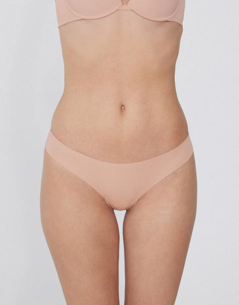 Tezenis Seamless cotton brazilian briefs in beige - view 1