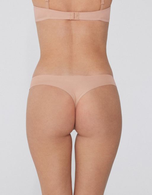 Tezenis Seamless cotton brazilian briefs in beige, 2 of 6