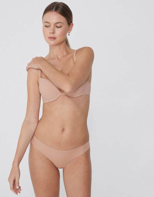 Tezenis Seamless cotton brazilian briefs in beige, 4 of 6
