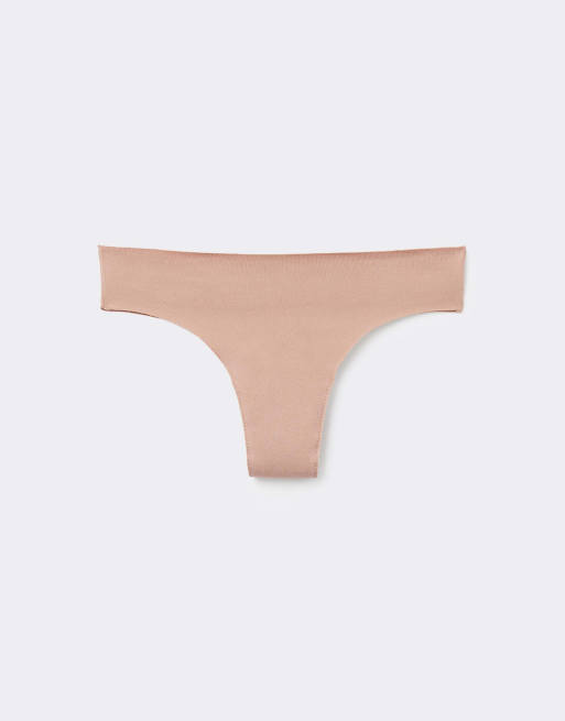 Tezenis Seamless cotton brazilian briefs in beige, 5 of 6