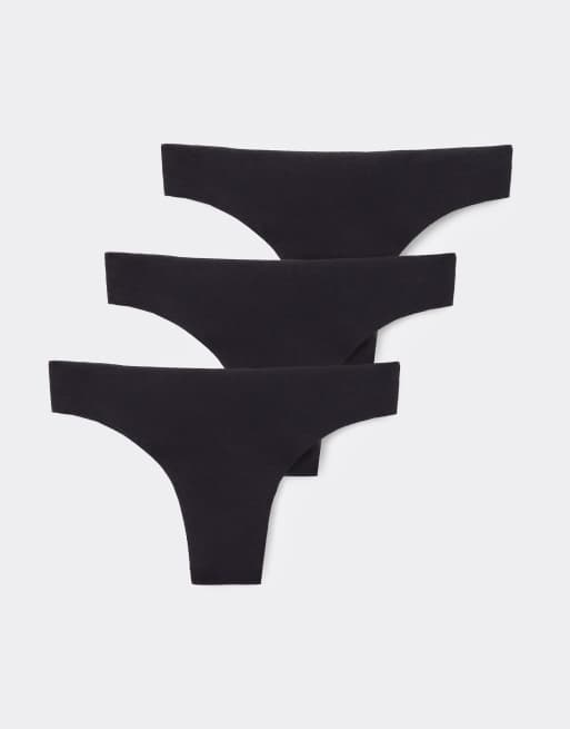 Tezenis Seamless cotton brazilian briefs in black