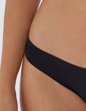 Tezenis Seamless cotton brazilian briefs in black