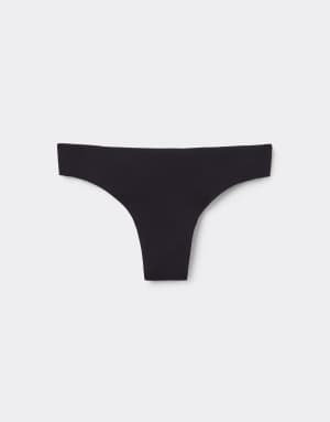Tezenis Seamless cotton brazilian briefs in black