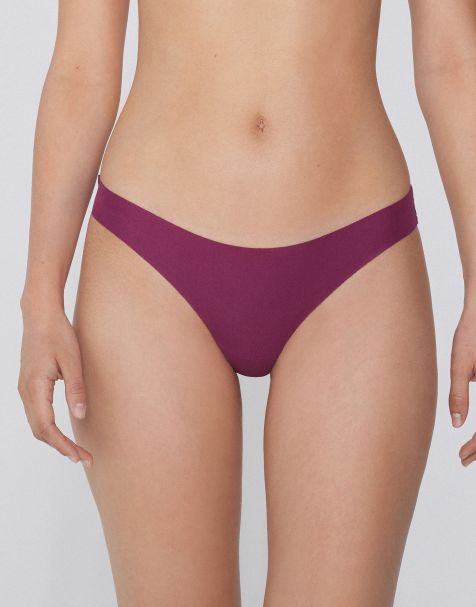 Tezenis Seamless cotton brazilian briefs in burgundy - view 1