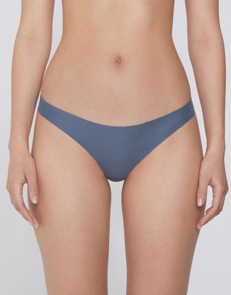 Tezenis Seamless cotton brazilian briefs in galactic blue - view 1