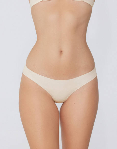 Tezenis Seamless cotton brazilian briefs in ivory - view 1