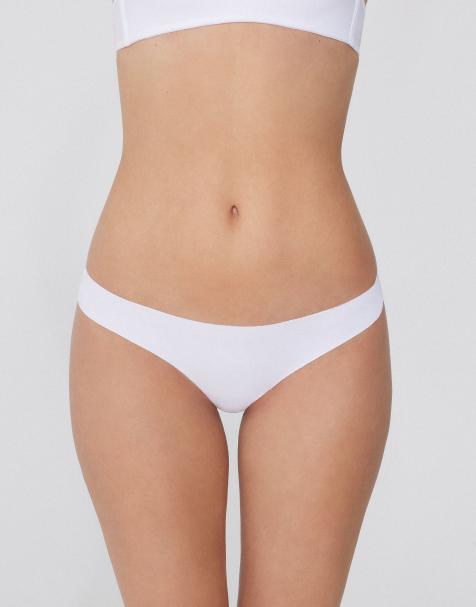 Tezenis Seamless cotton brazilian briefs in white - view 1