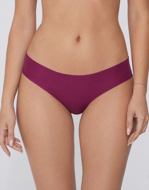 Tezenis Seamless cotton knickers in burgundy - view 1