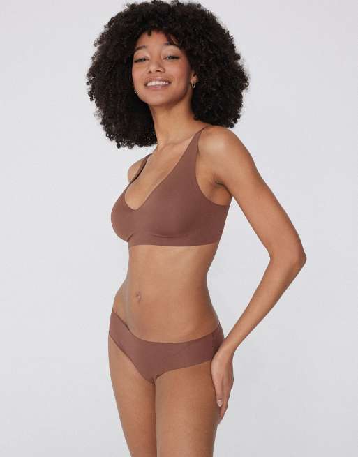 Tezenis Seamless cotton knickers in caramel dark beige, 2 of 4
