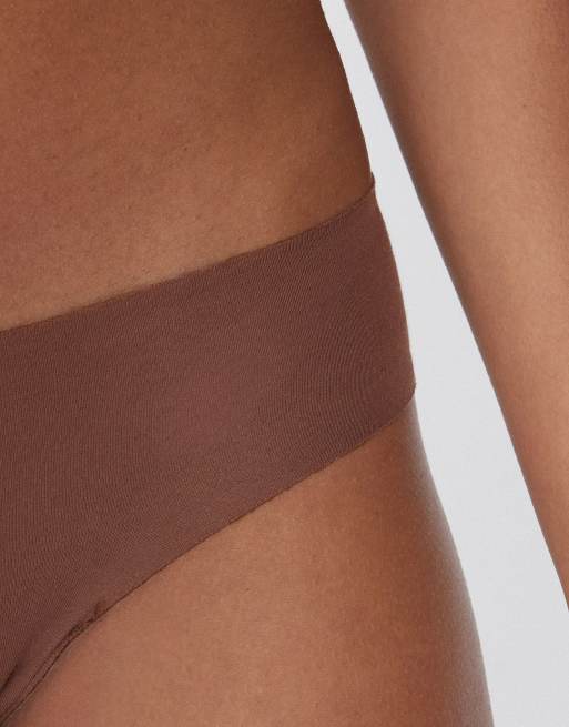 Tezenis Seamless cotton knickers in caramel dark beige, 3 of 4