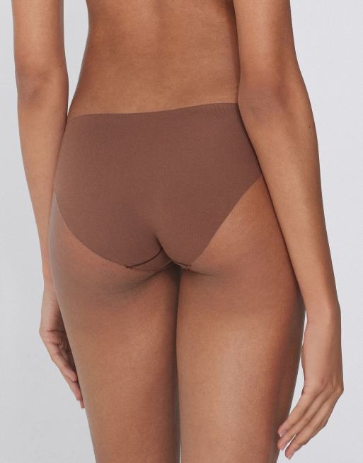Tezenis Seamless cotton knickers in caramel dark beige, 4 of 4