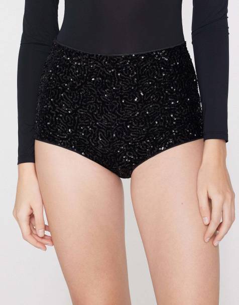 Tezenis Sequin hot pants in black