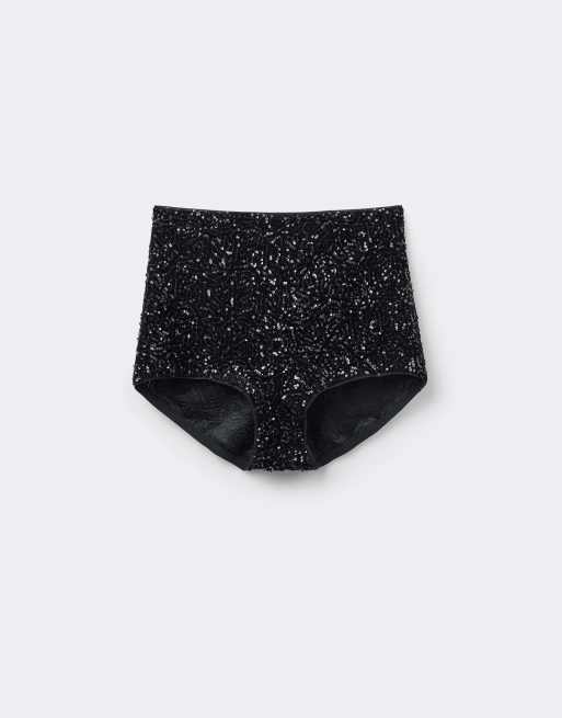 Tezenis Sequin hot pants in black, 5 of 5