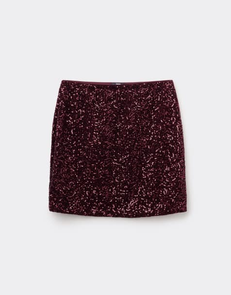 Tezenis Sequin mini skirt in precious ruby