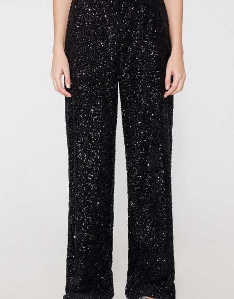Tezenis Sequin palazzo trousers in black - view 1