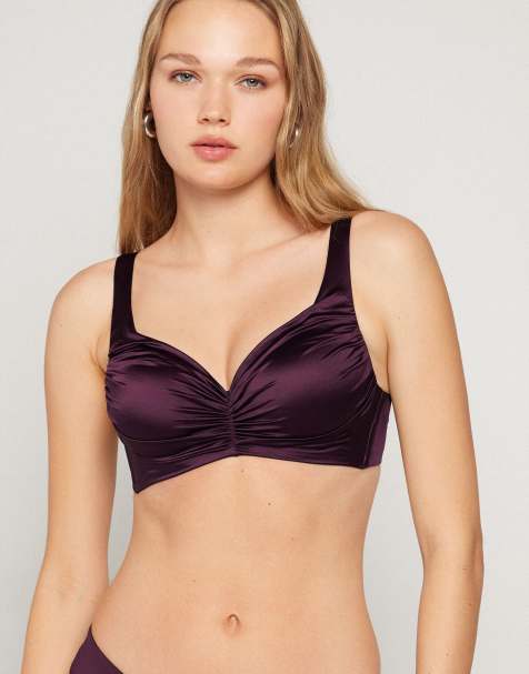 Tezenis shiny glam bikini top in berries - view 1