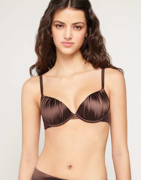 Tezenis shiny bikini top in choco milk