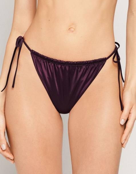 Tezenis shiny glam brazillian bikini bottoms in berries - view 1