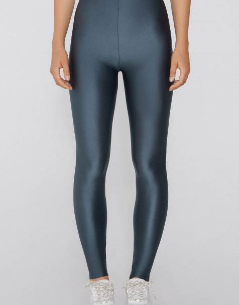 Tezenis Shiny microfibre leggings in graphite grey - view 1