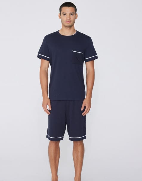 Tezenis Short pyjamas with pocket in dark blue - view 1