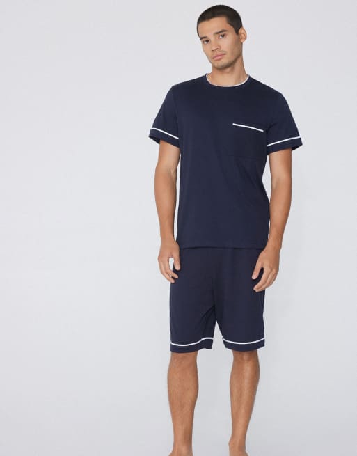 Tezenis Short pyjamas with pocket in dark blue, 4 of 5