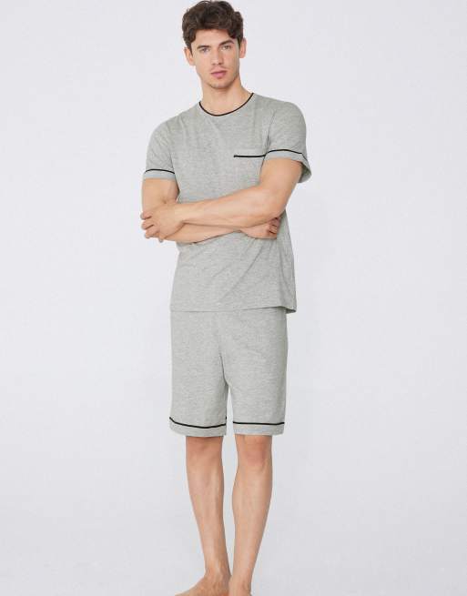 Tezenis Short pyjamas with pocket in mottled light grey, 4 of 5