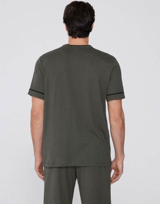 Tezenis Short pyjamas with pocket in safari green and black, 2 of 4