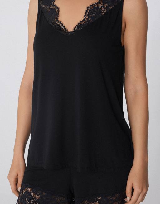 Tezenis Short pyjamas with wide shoulder straps in black, 4 of 4
