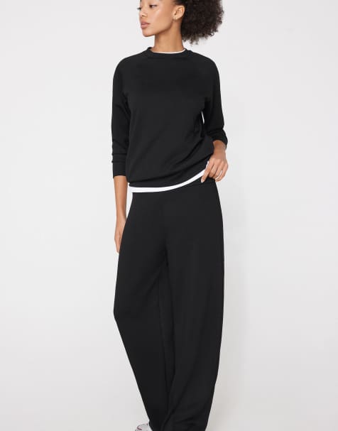 Tezenis Soft touch palazzo trousers in black - view 1