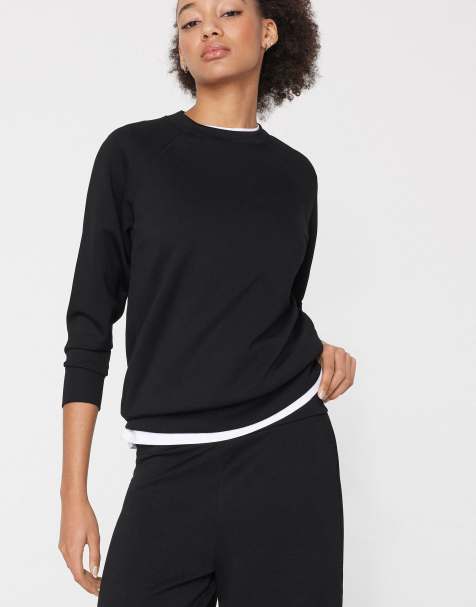 Tezenis Soft touch round neck sweatshirt in black - view 1