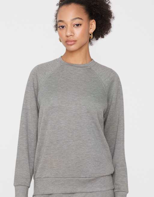 Tezenis Soft touch round neck sweatshirt in medium grey melange, 2 of 4