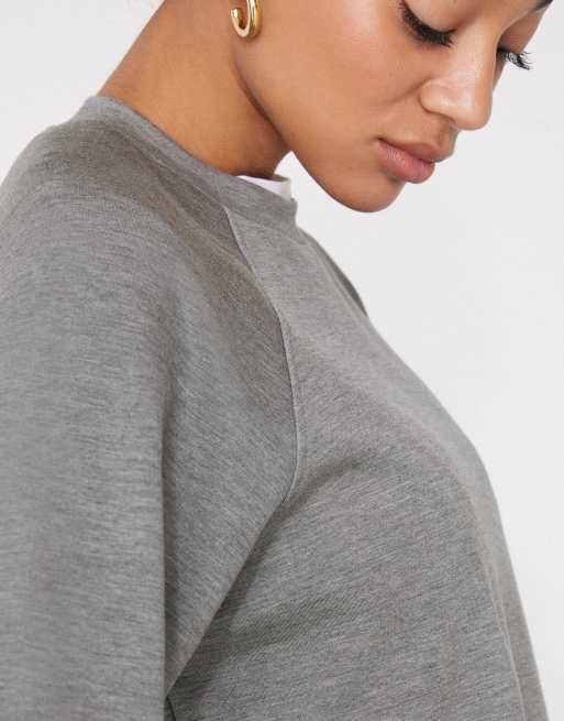 Tezenis Soft touch round neck sweatshirt in medium grey melange, 3 of 4
