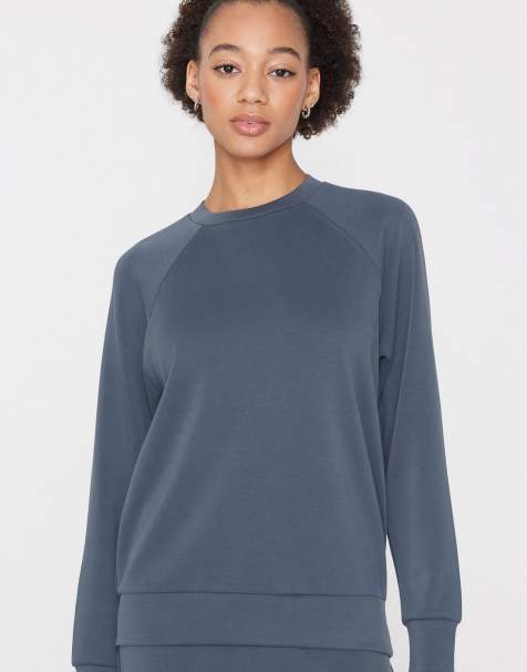 Tezenis Soft touch round neck sweatshirt in smoky blue - view 1