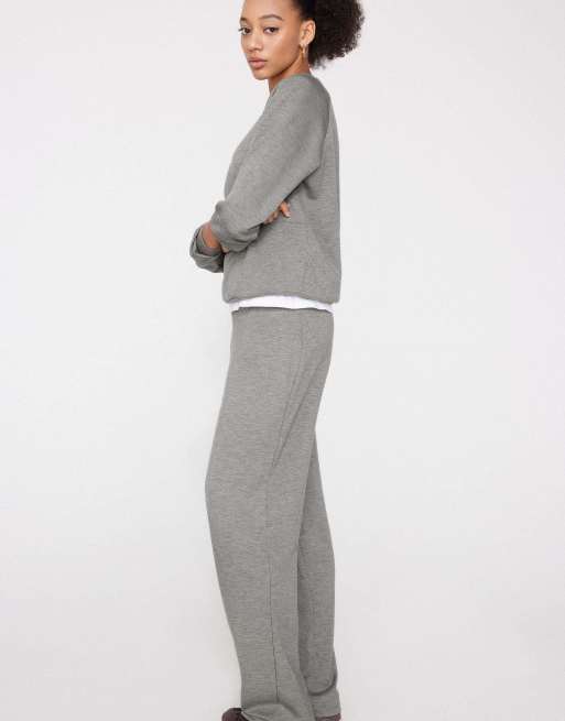 Tezenis Soft touch straight-cut trousers in medium grey melange, 3 of 5