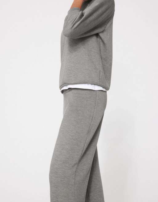 Tezenis Soft touch straight-cut trousers in medium grey melange, 4 of 5