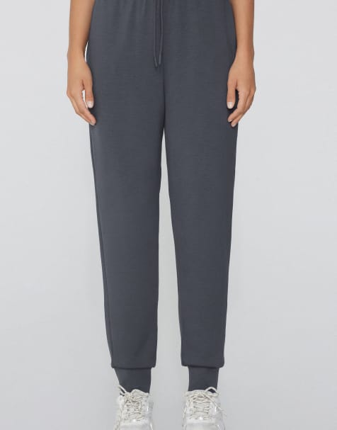Tezenis Soft touch viscose fleece joggers in graphite grey washed - view 1