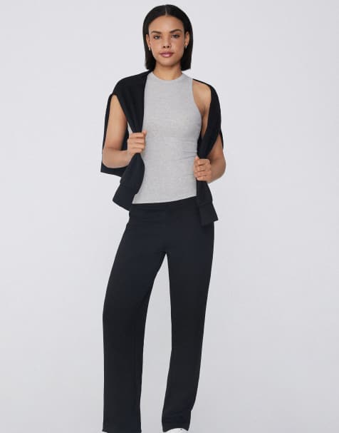 Tezenis Soft touch viscose palazzo trousers in black - view 1