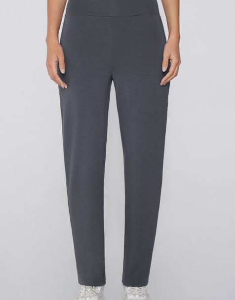 Tezenis Soft touch viscose palazzo trousers in graphite grey washed - view 1