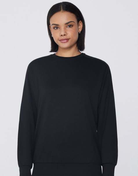 Tezenis Soft touch viscose round-neck sweatshirt in black - view 1