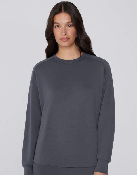 Tezenis Soft touch viscose round-neck sweatshirt in graphite grey washed - view 1