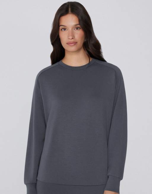 Tezenis Soft touch viscose round-neck sweatshirt in graphite grey washed