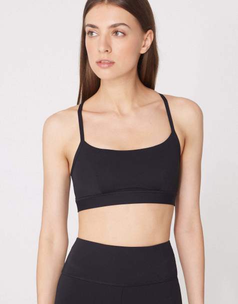 Tezenis Spaghetti strap padded short sport top in black