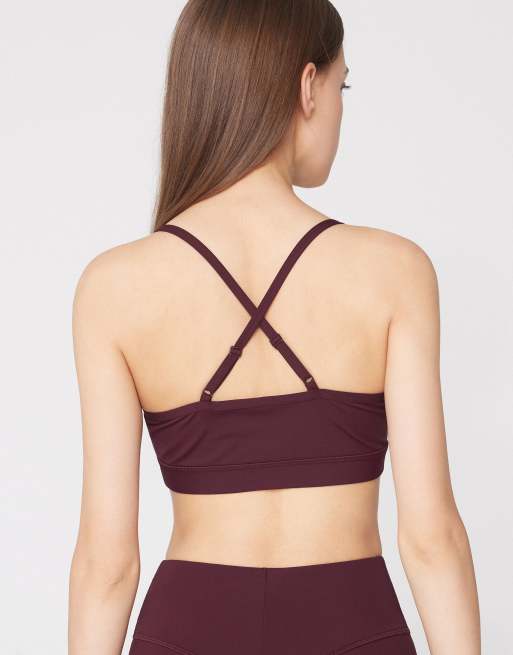 Tezenis Spaghetti strap padded short sport top in precious ruby, 2 of 5