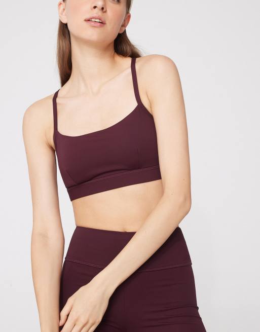 Tezenis Spaghetti strap padded short sport top in precious ruby, 3 of 5