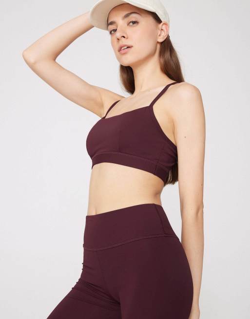 Tezenis Spaghetti strap padded short sport top in precious ruby, 4 of 5