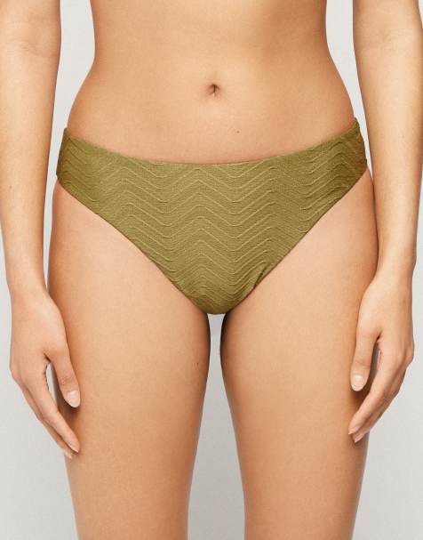 Tezenis sparkling brazillian bikini bottoms in olive green - view 1